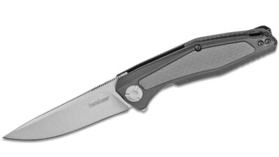 Dmitry Sinkevich Atmos Pocket Knife 3" Modified Drop Point Blade, Black G10 Handle with Carbon Fiber Inlays, Liner Lock 4037