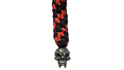 Mini Lanyard - Joe Pewter Bead - Pewter Finish - Black and Red Cord  4.B-JPMLBR