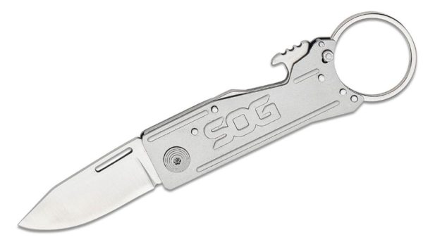 Keychain Folding Knife 1.8" Satin Plain Blade, Stainless Steel Handle, Lockback KT1001-CP