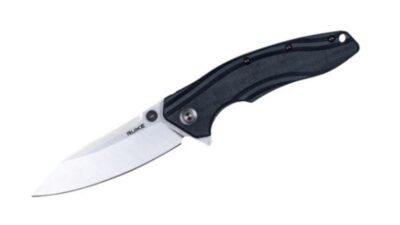 P841 Plain Blade Pocket Knife  Black and Green G10 Handle P841-L