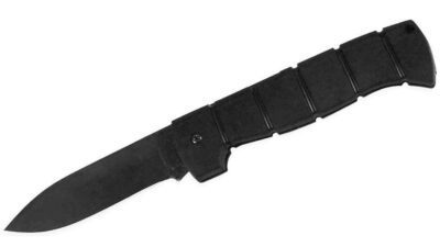 Spec Plus Folder 4" Black Drop Point Plain Blade, Black Kraton Handle, Lockback 8557