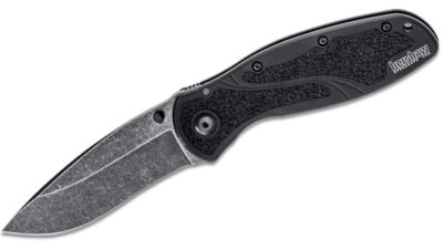 BLUR Assisted Folding Knife 3-3/8" Blackwash Plain Blade, Black Aluminum Handle, Liner Lock 1670BW