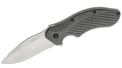Clash Assisted Flipper Knife 3" Bead Blast Plain Blade, Black Polyimide Handle, Liner Lock 1605