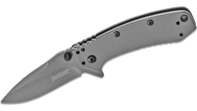Cryo Assisted Flipper Knife 2.75" Gray Plain Blade and Stainless Steel Handle, Frame Lock 1555TI