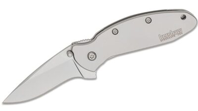 Ken Onion Scallion Assisted Flipper Knife 2.25" Bead Blast Plain Blade, Stainless Steel Handle, Frame Lock 1620FL