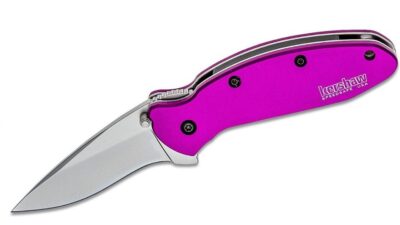 Ken Onion Scallion Assisted Flipper Knife 2.25" Bead Blast Plain Blade, Purple Aluminum Handle, Liner Lock 1620PUR