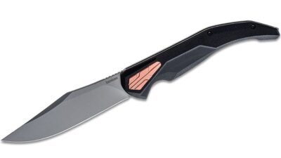 Strata KVT Flipper Knife 4.5" D2 Bead Blasted Clip Point Blade, Black G10 and Stainless Steel Handle, Frame Lock 2076