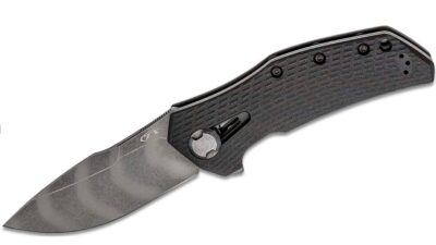 Duralock Flipper Knife 3.75" CPM-20CV Tiger Stripe Blade, Black G10 and Titanium Handle, AXIS/Crossbar Lock 0308BLKTS