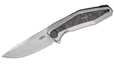 Dmitry Sinkevich Flipper Knife 3.4" 20CV Two-Tone Blade, Titanium Handle with Carbon Fiber Insert, Frame Lock 0470