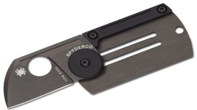 Serge Panchenko Dogtag Folder 1.22" S30V Chisel Ground Blade, Black, Aluminum/Titanium Handle C188ALTIBBKP