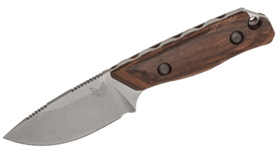 Hidden Canyon Hunter Fixed Blade Knife 2.79" S30V Drop Point, Stabilized Wood Handle, Leather Sheath 15017