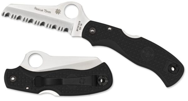 Rescue 79mm Folding Knife 3-1/8" VG10 Satin Serrated Blade, Black FRN Handle, Lockback C45SBK - Image 5