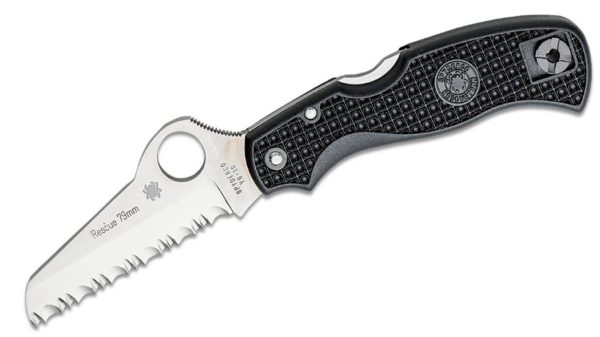 Rescue 79mm Folding Knife 3-1/8" VG10 Satin Serrated Blade, Black FRN Handle, Lockback C45SBK