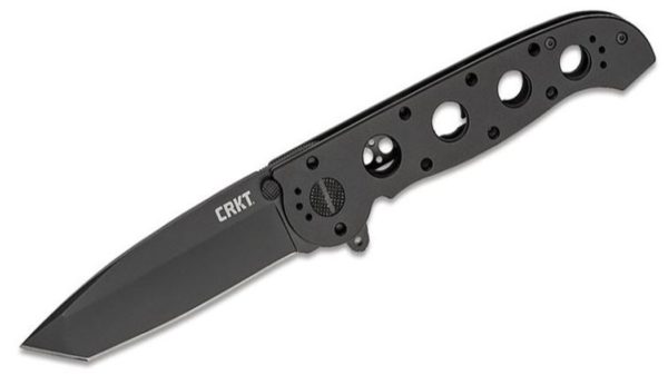 M16 Carson Frame Lock Flipper 3.871" 12C27 Black Tanto Blade, Black Stainless Steel Handle M16-04KS