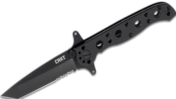 M16 Carson EDC Folding Pocket Knife Special Forces 3" Black Combo Tanto Blade, Black Stainless Steel Handle, Frame Lock M16-10KSF