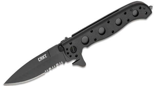 M16 Carson Law Enforcement Flipper 3.375" Black Combo Blade, Black Zytel Handle, Liner Lock M16-13ZLEK