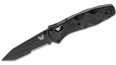 Barrage AXIS-Assisted Folding Knife 3.6" Black Tanto Combo Blade, Black Valox Handle 583SBK