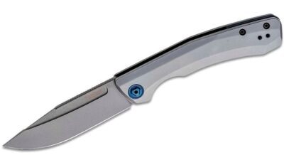 Highball XL KVT Two-Handed Folding Knife 3.3" D2 Bead Blasted Clip Point Blade, Stainless Steel Handle, Frame Lock 7020