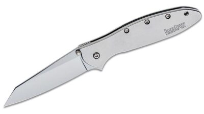 Ken Onion Random Leek Assisted Flipper Knife 3" Sandvik 14C28N Bead Blasted Reverse Tanto Blade and Stainless Steel Handle, Frame Lock 1660R
