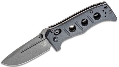 Mini Adamas Folding Knife 3.25" CruWear Tungsten Gray Plain Blade, Black G10 Handle, AXIS/Crossbar Lock 273GY-1