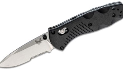 Mini Barrage AXIS-Assisted Folding Knife 2.91" Satin Combo Blade, Black Valox Handle 585S