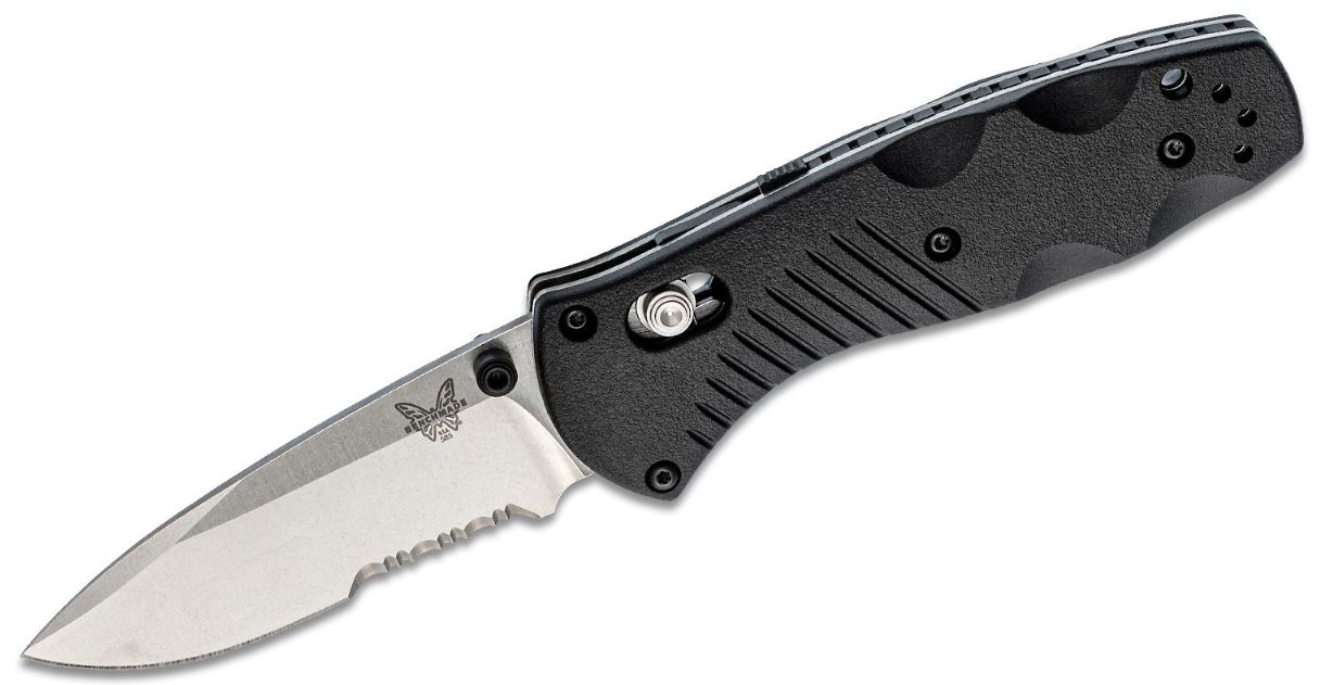Mini Barrage AXIS-Assisted Folding Knife 2.91" Satin Combo Blade, Black Valox Handle 585S
