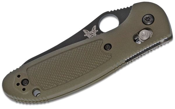 Mini-Griptilian AXIS Lock Folding Knife 2.91" S30V Black Flat Ground Sheepsfoot Combo Blade, OD Green Noryl GTX Handle 555SBKOD-S30V - Image 2