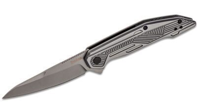 Terran Assisted Flipper Knife 3.13" Bead Blasted Sheepsfoot Blade, Bead Blasted Stainless Steel Handle, Frame Lock 2080
