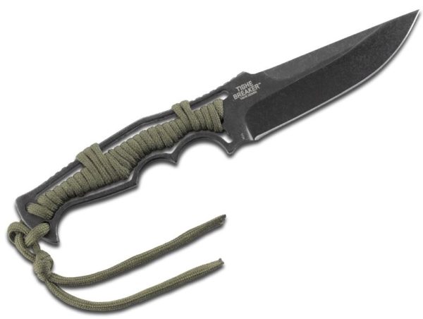 Tighe Breaker Fixed 4.266" Drop Point Plain Blade Knife, Green Cord Wrapped Handle, GRN Sheath 1110 - Image 2