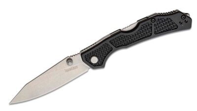 Cargo Folding Knife 3.2" D2 Stonewashed Clip Point, Black GFN Handle, Lockback 2033
