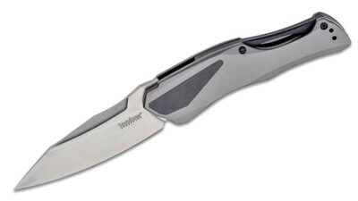 Collateral KVT Assisted Flipper Knife 3.4" D2 Two-Tone Drop Point Blade, Stainless Steel Handle with Carbon Fiber Insert, Frame Lock 5500