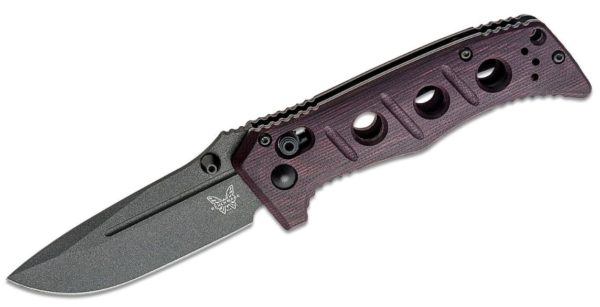 Exclusive Shane Sibert Mini Adamas Folding Knife 3.25" CruWear Black Plain Blade, Red/Black Micarta Handle 273BK-2201