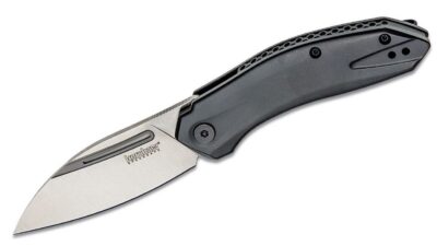 Turismo  KVT Assisted Flipper Knife 2.9" D2 Satin Drop Point Blade, Black Oxide Stainless Steel Handle, Frame Lock 5505