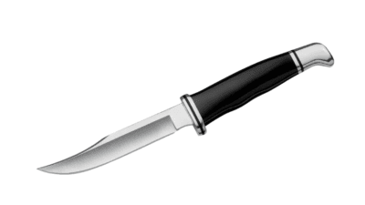 Woodsman® Knife - 4.0" Plain Edge 420HC Fixed Blade - Black Phenolic Handle - Black Leather Sheath 0102BKS-B