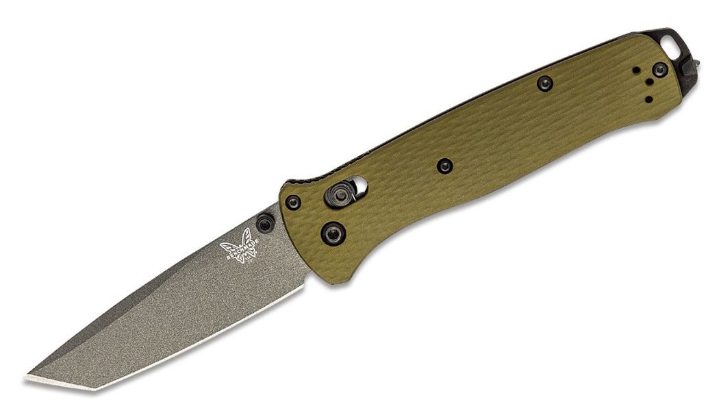 Bailout AXIS Folding Knife 3.38" CPM-M4 Gray Cerakote Tanto Plain Blade, Woodland Green Aluminum Handle 537GY-1
