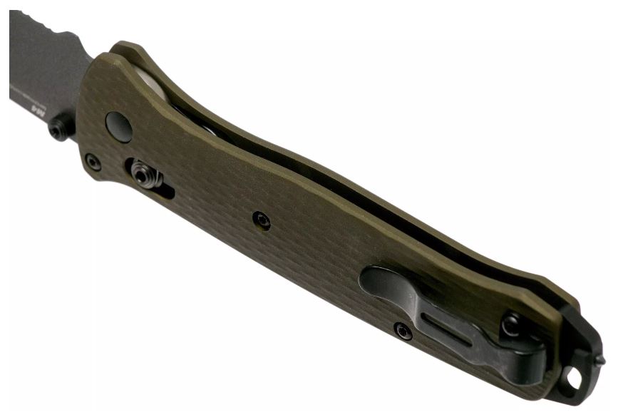 Bailout AXIS Folding Knife 3.38" CPM-M4 Gray Cerakote Tanto Combo Blade, Woodland Green Aluminum Handle 537SGY-1 - Image 4