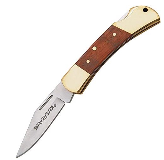 Brass Folding Knife 3.25 in Blade Lg, 4.25 in Closed Lg, 7.5 in Overall ...