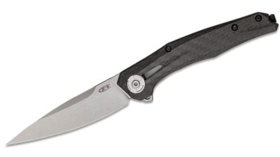 Frame Lock Knife Carbon Fiber 3.5" Stonewash CPM 20CVTI  Drop Point 0707