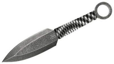 Ion Set of 3 Throwing Knives 4.5" Blackwash Double Edged Blades, Paracord Wrapped Handle 1747BWX