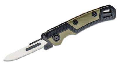 Lonerock RBK 2 Folding Knife 2.8" Skinner/Caper #60A Replaceable Blade, GFN Handle with Rubbed Overmold, Nylon Sheath, Liner Lock 1891