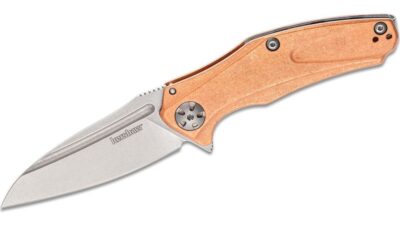 Natrix Flipper Knife 2.75" Stonewashed D2 Drop Point Blade Frame Lock Copper Handle 7006CU