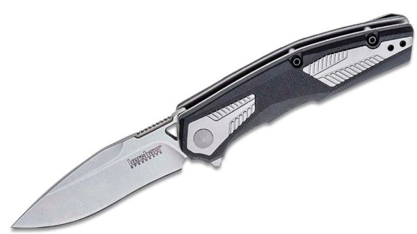 Tremolo Assisted Flipper Knife 3.125" Stonewashed Plain Blade, Black GFN Handle, Liner Lock 1390