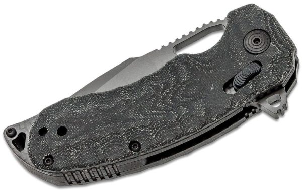 Kiku XR LTE Blackout Flipper Knife 3.03" CTS-XHP Black Plain Blade, Black Linen Micarta Handle, XR Lock, AXIS/Crossbar Lock 12-27-04-57 - Image 2