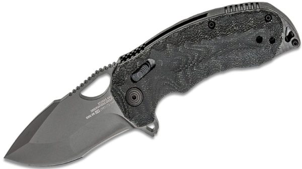 Kiku XR LTE Blackout Flipper Knife 3.03" CTS-XHP Black Plain Blade, Black Linen Micarta Handle, XR Lock, AXIS/Crossbar Lock 12-27-04-57