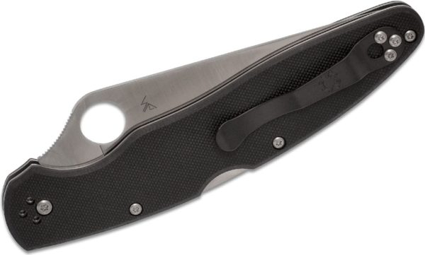 Police 4  Taschenmesser Black G-10 4.42″ Full-Flat Bohler K390 Plain Edge C07G4 - Image 3