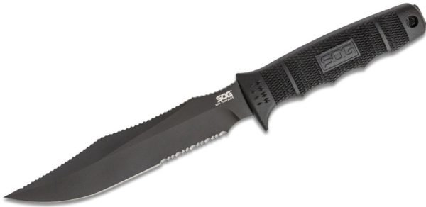 Seal Team Elite Fixed 7" Black TiNi Combo Blade, Black GRN Handle, Nylon Sheath SE37-N