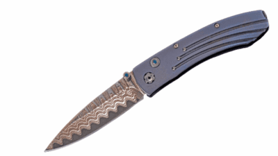 B05 Monarch Titan III Folding Knife with Heat-Blued Titanium Pocket Clip 225-0849