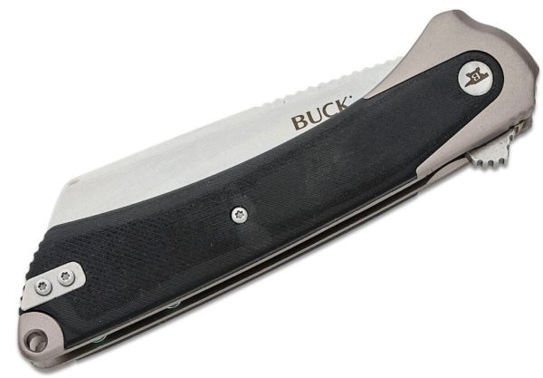 263 HiLine Manual Flipper Knife 3.75" D2 Tumbled Cleaver-Style Blade, Gray Anodized Aluminum Handle with Black Micarta Onlay, Frame Lock  0263GYS1-B - Image 3