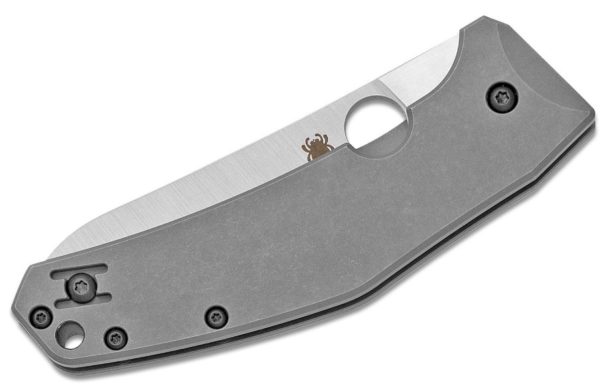 Spydie Chef  Folding Knife 3.32" LC200 N Satin Plain Blade, Gray Titanium Handle, Frame Lock C211TIP - Image 2