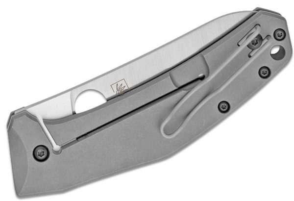 Spydie Chef  Folding Knife 3.32" LC200 N Satin Plain Blade, Gray Titanium Handle, Frame Lock C211TIP - Image 3